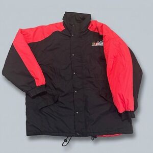 Vintage 90s Kudzu NASCAR Racing Puffer Jacket Black Red Men's XXL Insulated